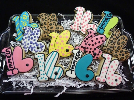 Sweet 16 Cookies Thick and Delish by DecoratedDesserts on Etsy