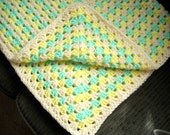 Crocheted Baby Afghan in Granny Square Ready To Ship