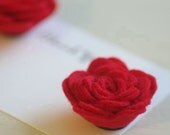 Felt Rose Magnet Set of 2 - Red -  1.5" / 3.5cm