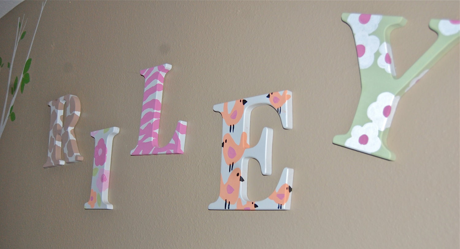 SALE.. Hand Painted wall letters with free ribbon.