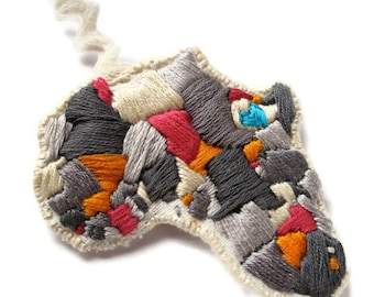 Africa embroidered ornament with heart over Ethiopia