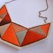 Sumer fashion bib necklace embroidered geometric triangles in beautiful neutral colors and dramatic design