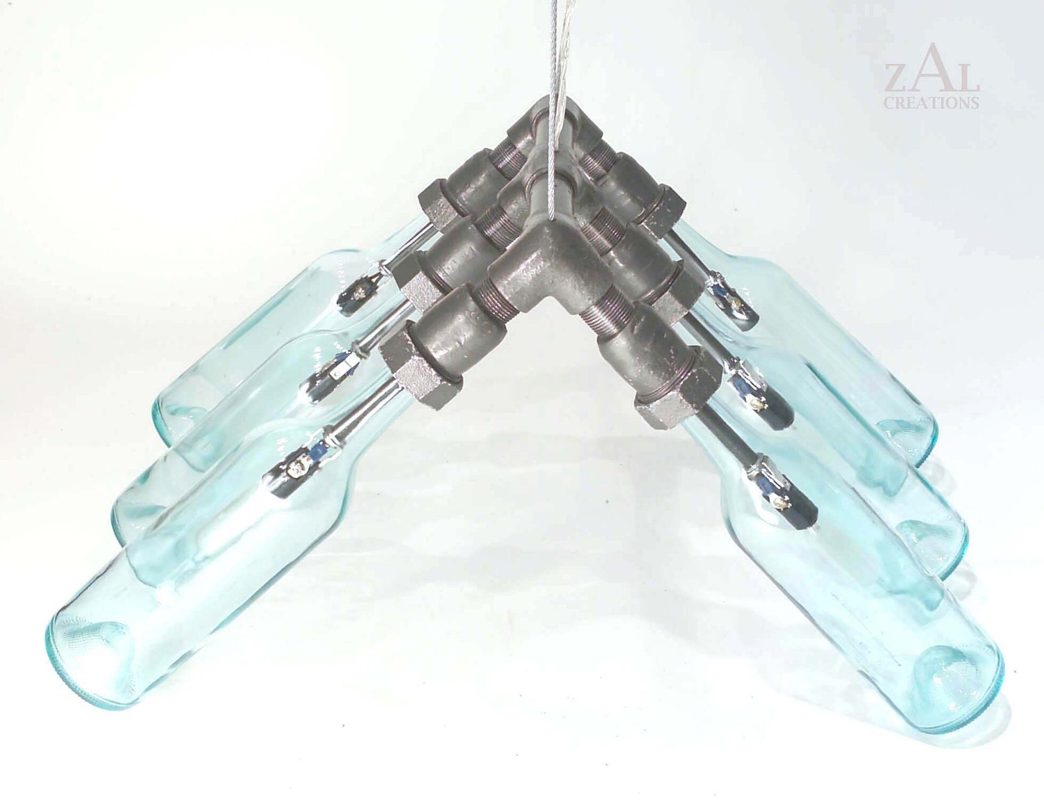Suspension Lamp. Wine Bottles. Pendant Light.