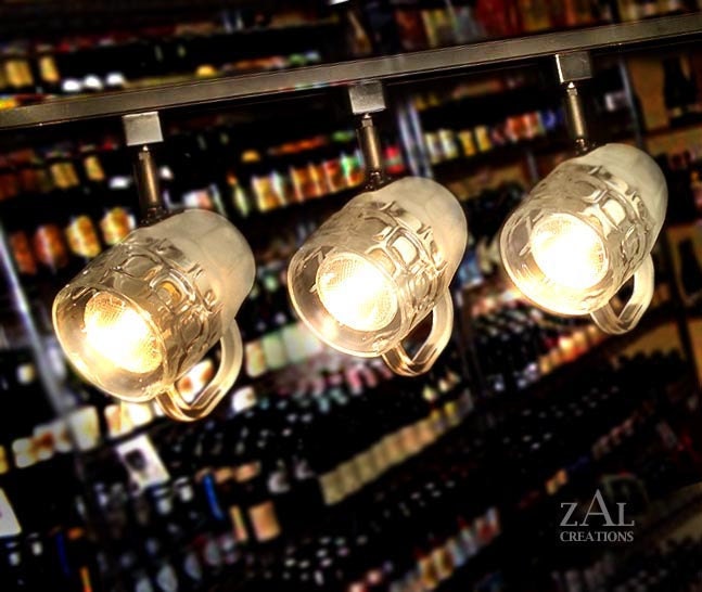 Beer mugs Track Lighting Fixture. 3 Track lights & Track.