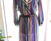 1970s Ferrali by Phillipe striped shirtwaist dress - size 7/8