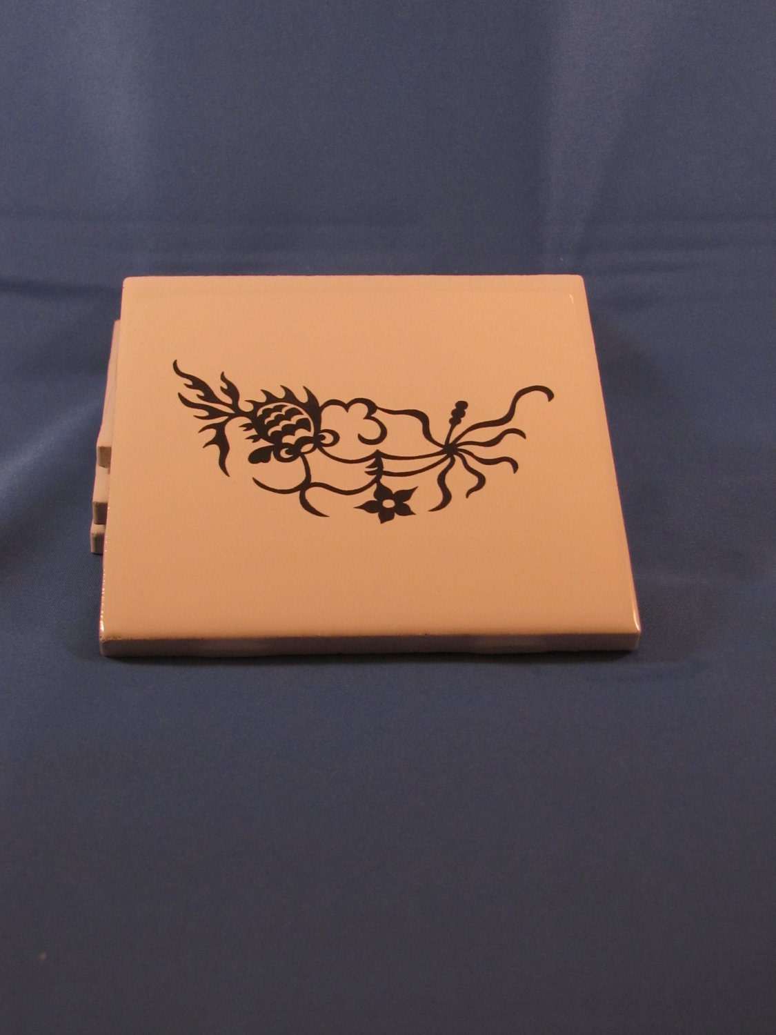 Set of 4 Chinese Goldfish White Ceramic Coasters