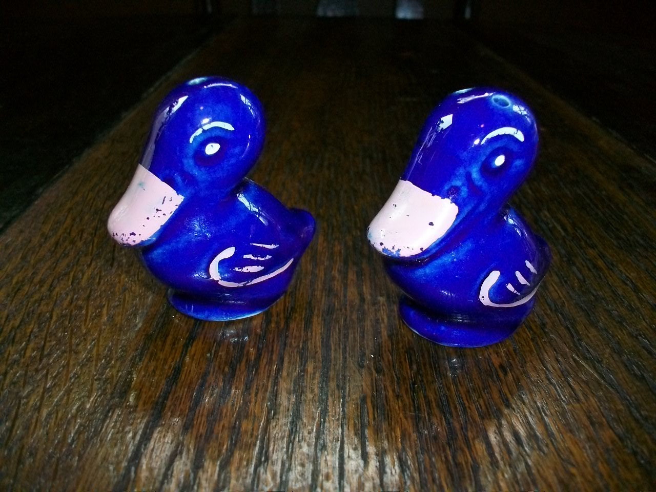 Vintage Salt and Pepper Shakers Cobalt Blue Ducks