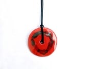 Red Ceramic pendant - Red Circle - Geometric Necklace