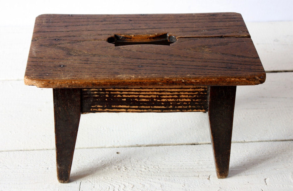 Rustic Vintage French Wooden FOOTSTOOL