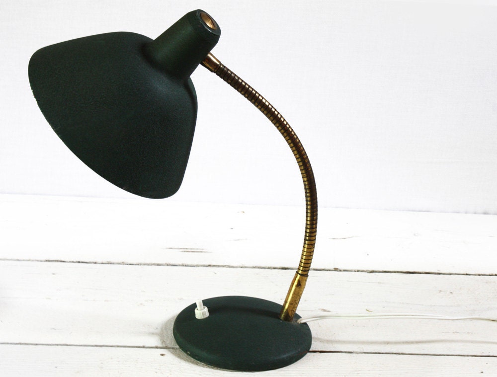 Retro 1960's FRENCH Industrial GREEN Desk Lamp