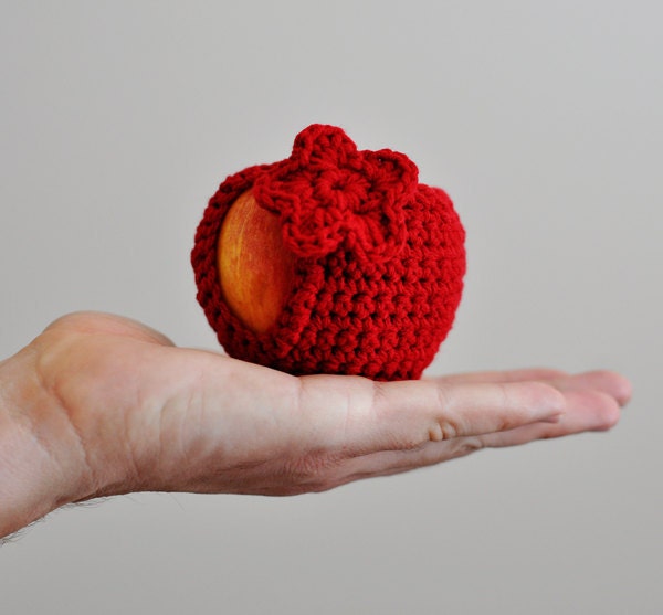 Crocheted Apple Cozy with Flower - Any Color - Perfect Gift