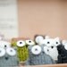 little green knitted owl pin brooch