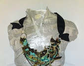 Recycled silk yarn necklace- one of a kind- ready to ship