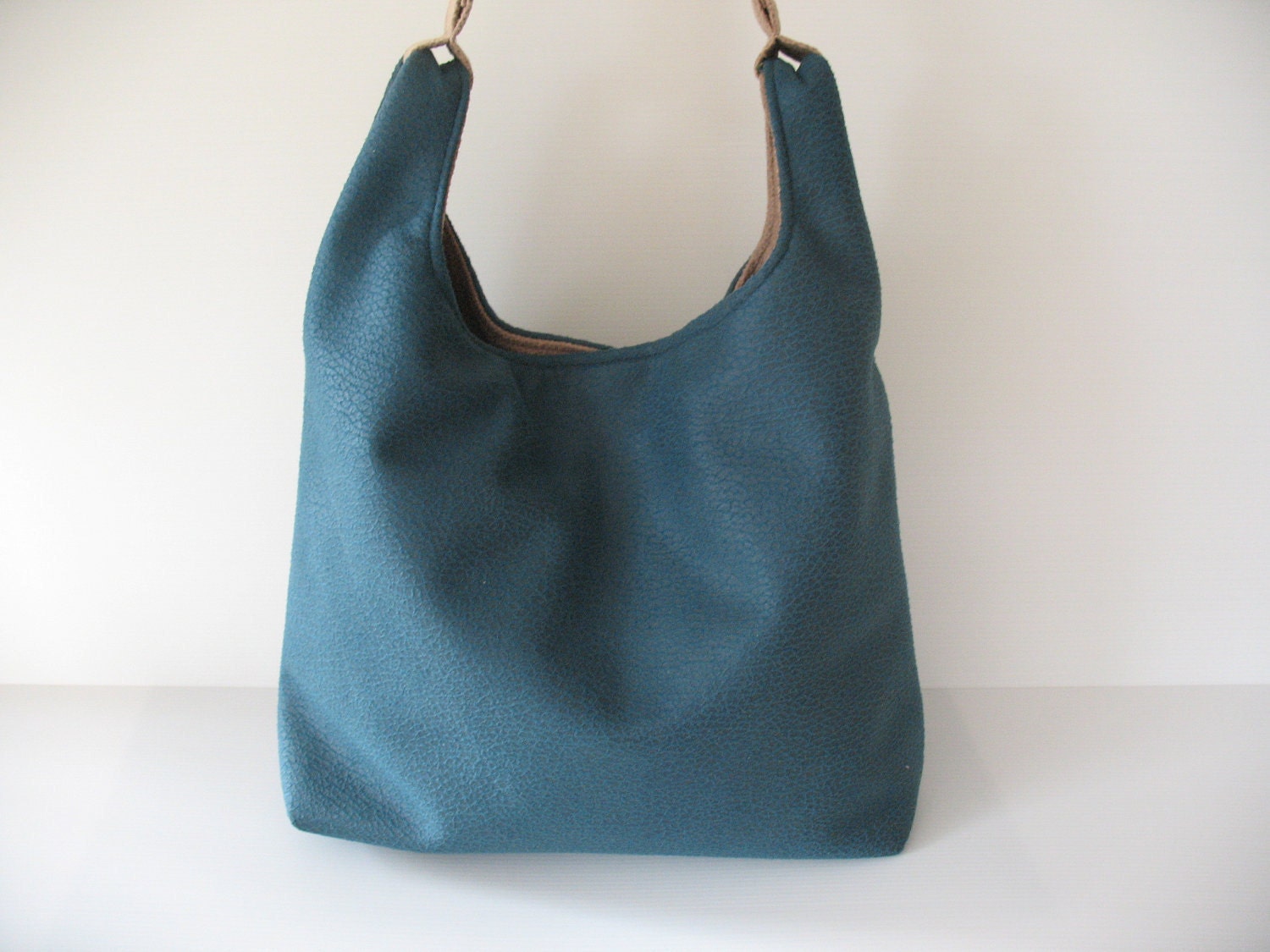 petrol blue and beige  grocery bag handbag, purse, shoulderbag, hobo ,shopping bag, basket shopper