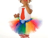 Tutu Skirt - Halloween or Birthday Costume - Rainbow - Cutie Patootie Clown - 3-4 Toddler Girl Il_170x135