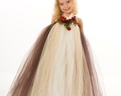Tutu Dress - Holiday or Christmas Outfit - Brown & Ivory - Blitzen Beauty - 3-4 Toddler Girl Il_170x135