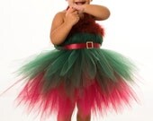 Tutu Dress - Holiday or Christmas Outfit - Green & Burgundy - Enchanted Elf - 3-4 Toddler Girl Il_170x135