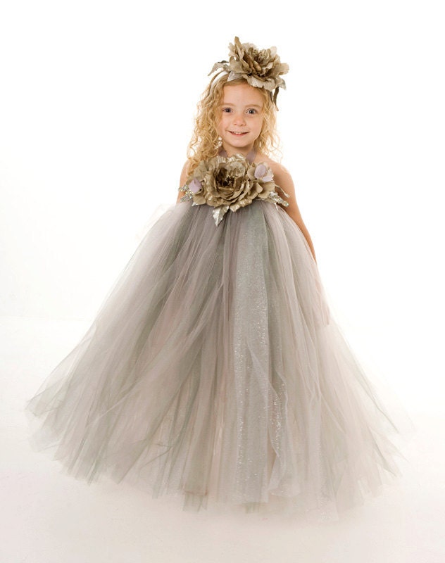 Flower Girl Tutu Dress - Grey - Sophisticated Silver - 3-4 Toddler Girl - LIMITED EDITION Il_570xn