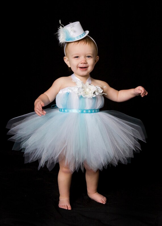 Tutu Dress - Holiday or Christmas Outfit - Aqua Blue & White - Frosted Fairy - 5-6 Youth Girl - Cutie Patootie Designz Il_570xn