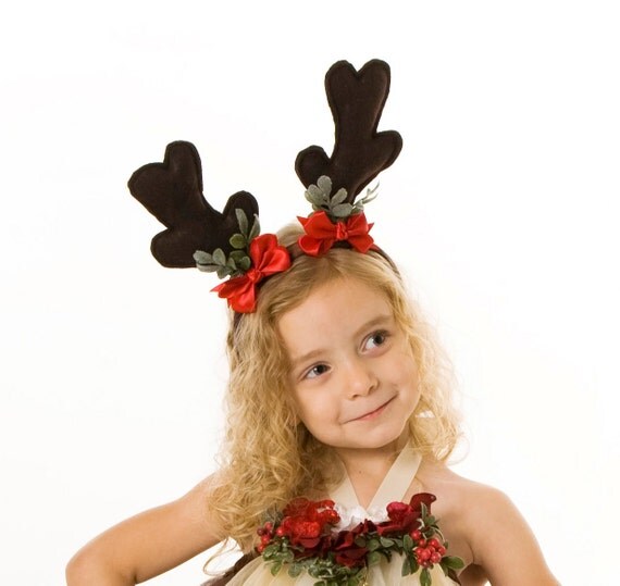 READY TO SHIP: Blitzen Beauty Antler Headband - Brown - Christmas Holiday - Fits toddler to adult - Cutie Patootie Designz Il_570xn