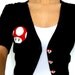 MARIO Inspired Cute Cardigan with Hand-made Applique and Hand-Made Mushroom Buttons