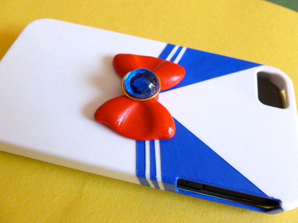 Custom Sailor Moon Inspired iPhone 4,4s, 5 phone case Hand Sculpted and Painted Sailor Outfit