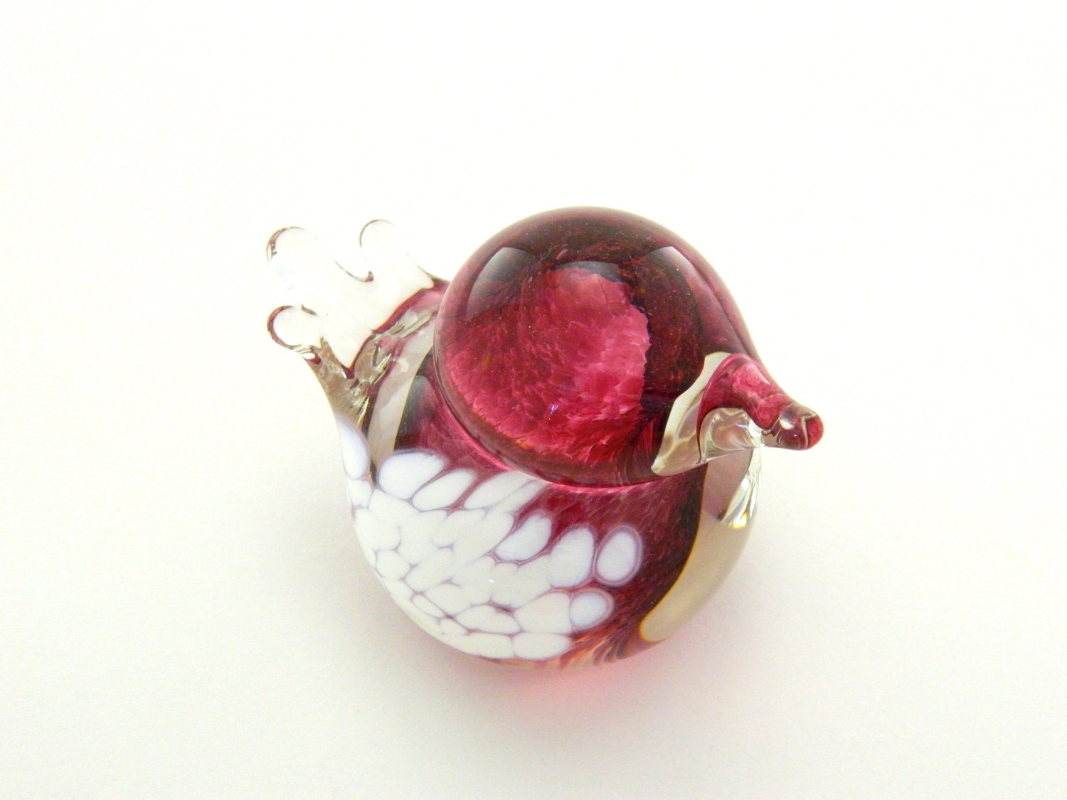 Art Glass Bird - Pink and White