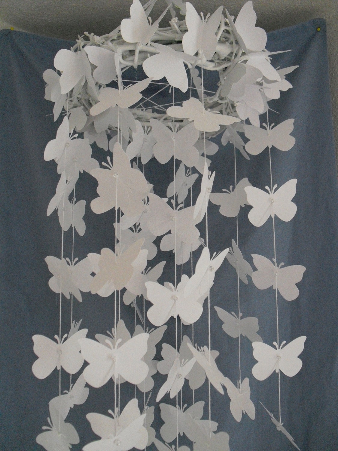 White Butterfly Chandelier Mobile