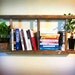 Rustic wooden bookshelf ladder
