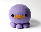 Purple Octopus Plush with Moustache