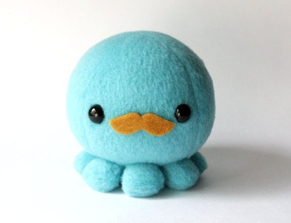 Blue Octopus Plush with Moustache