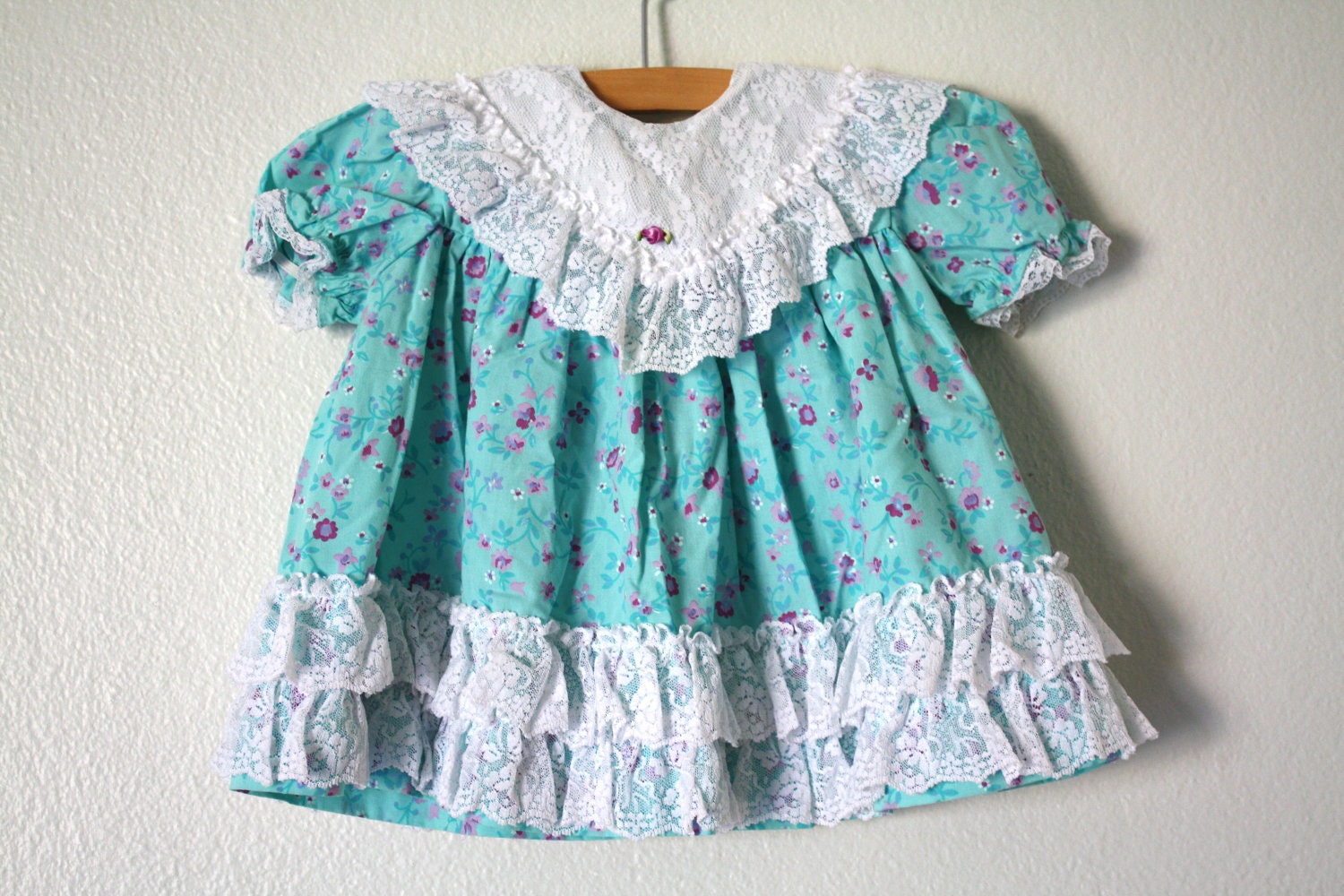 Turquoise Floral Dress, Baby Girl Size 6-9 Months
