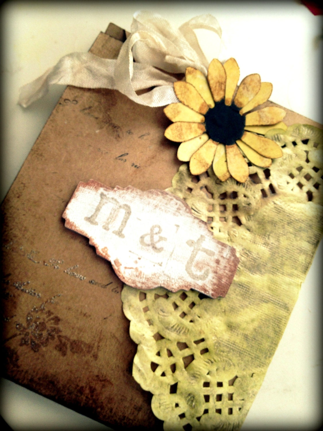 Wedding Invitation Handmade Yellow Daisy Black eyed susan Country Chic