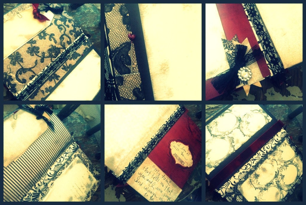 Wedding Guest Book Vintage Elegant Black Red guestbook CUSTOM