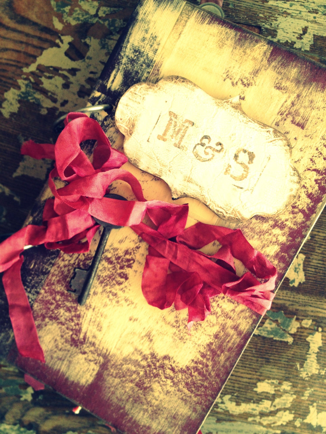 Fuschia Wedding Guest book CUSTOM Rustic Glam Guestbook Alternative