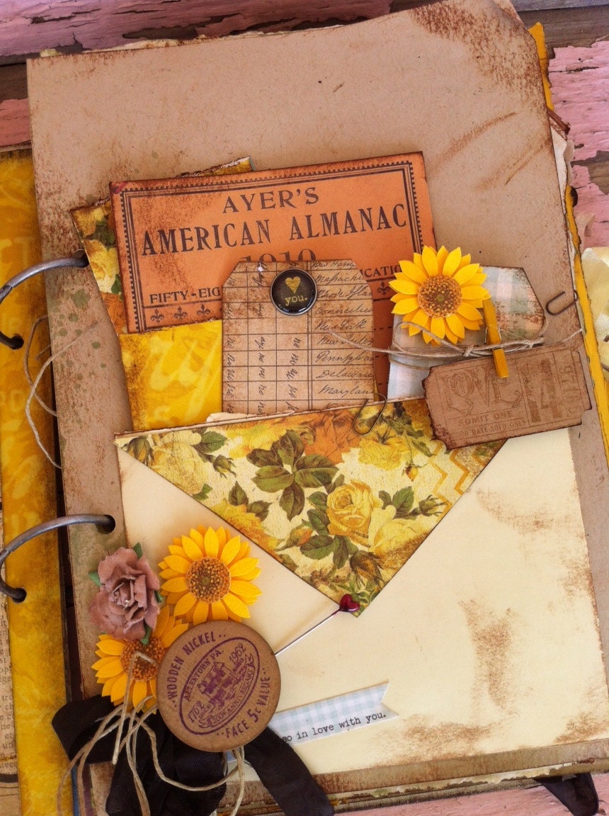 Wedding Guest book Fall Wedding Sunflowers rustic Wedding Guest Book Alternative