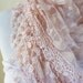 Womens scarf PEACH BEIGE with floral pattern and rich lace edge - scarflette shawl neckwarmer - Spring / Summer