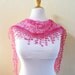 Womens scarf DEEP ROSE with floral print and rich lace edge - scarflette shawl neckwarmer - Spring / Summer