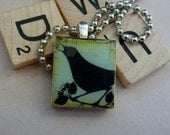 Scrabble Tile Pendant-Bird Silhouette in Aqua-(A44)  Buy 3 Get 1 Free on all Scrabble Tile Pendants