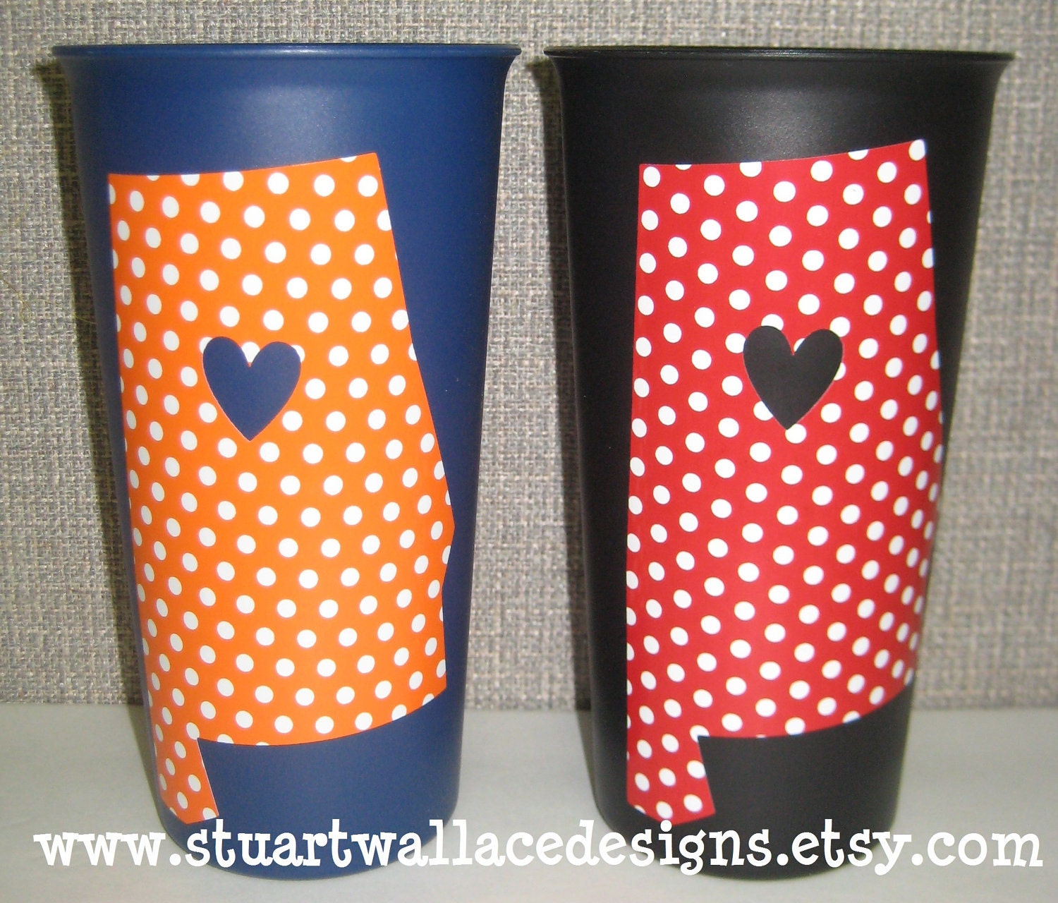 Alabama / Auburn tailgating tumblers - my heart belongs to .... personalized gift