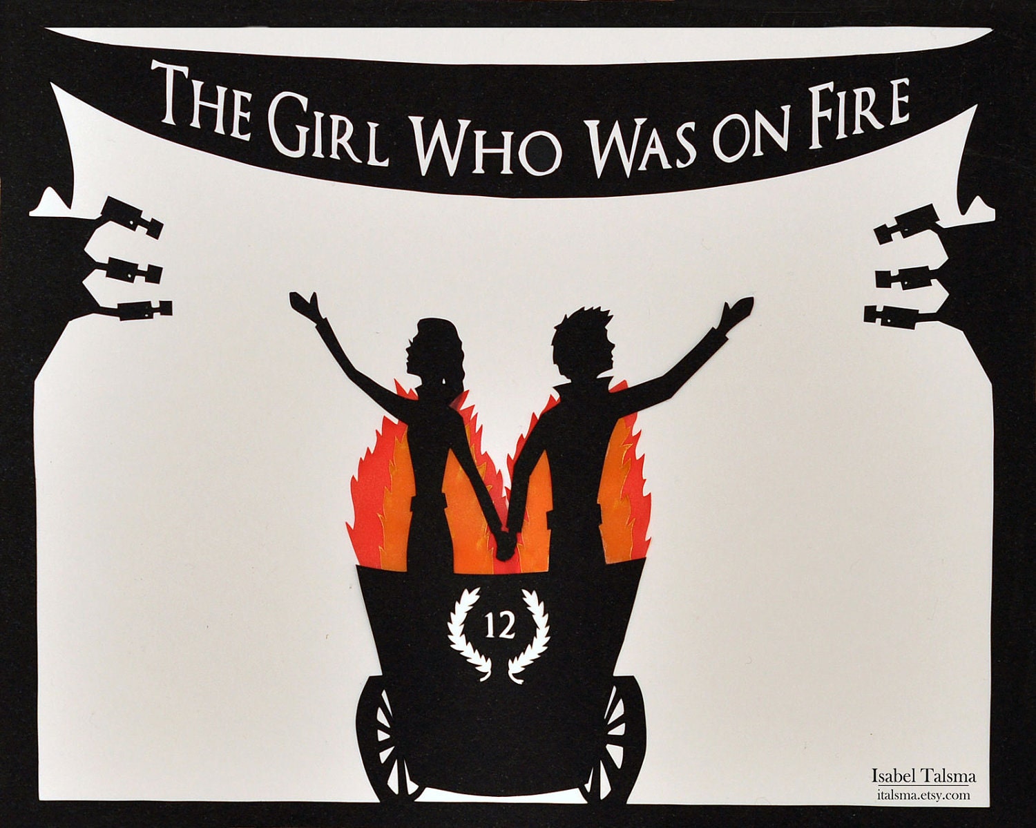 Girl Who Was On Fire -- Hunger Games Paper Cut