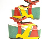 UNiQUE 60s COLORFUL PLATFORM Sandals