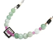 geometric necklace Mint Pink Asymmetry