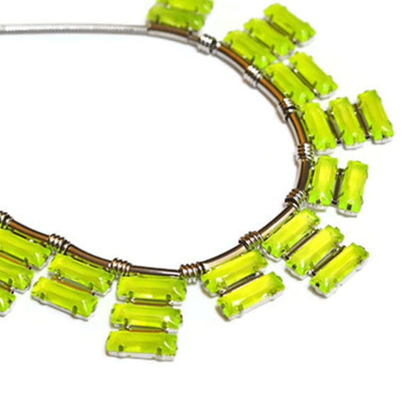 SPECIAL PRICING neon jewelry painted rhinestone necklace Neon Acid Green/Yellow
