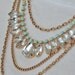 painted rhinestone necklace Diamond Drape mint green w/earrings