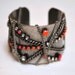 painted neon cuff bracelet Neon Pink Orange rhinestones READY to SHIP