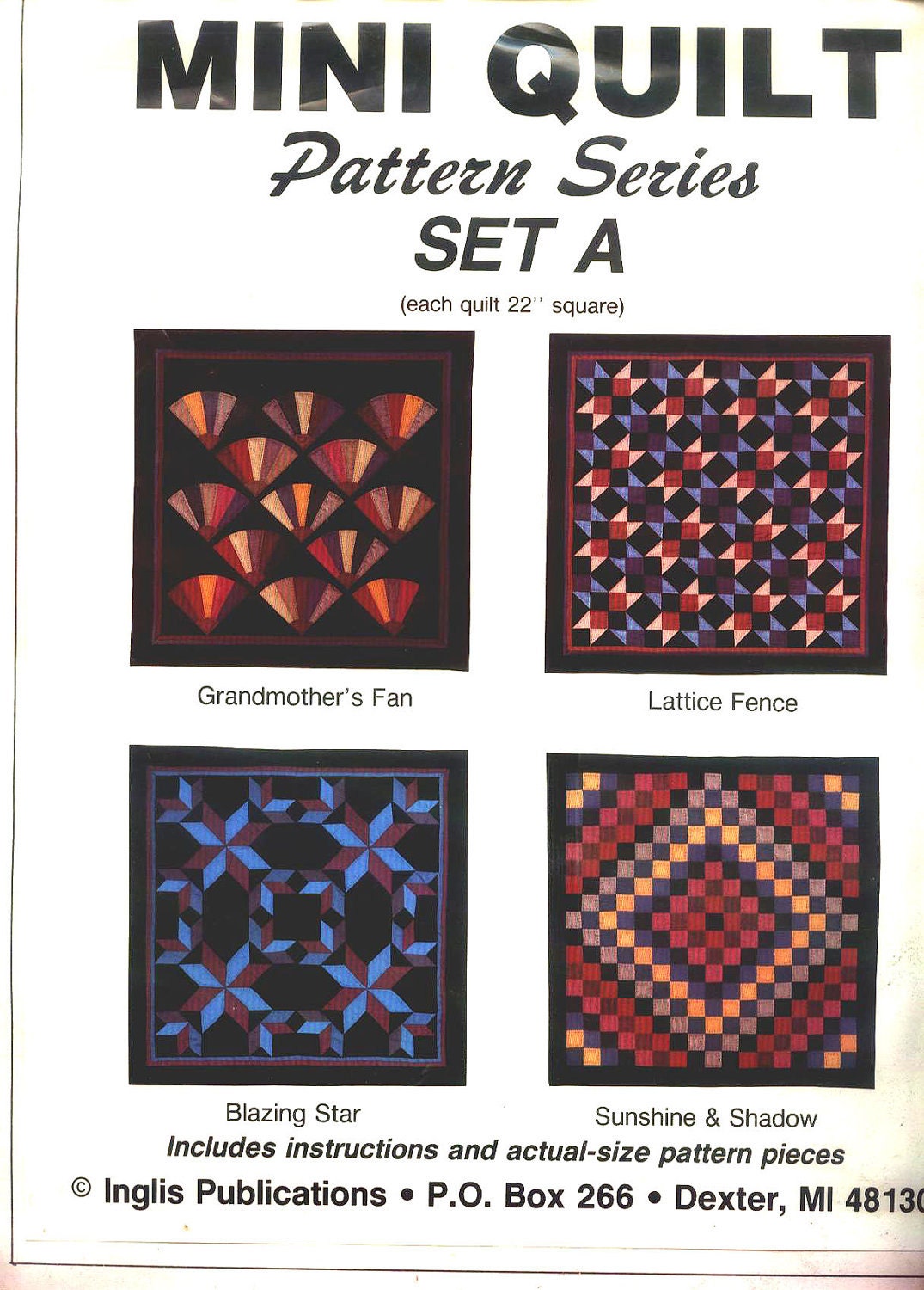 New Sale Price Vintage INGLIS MINI QUILT Kit Pattern Series Set A Make 4 Diggerent Mini Quilts for Dolls Wall Hangingsings