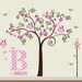 Children Wall Decal Curl Tree Vinyl Wall Decal with Pattern Owls and Birds