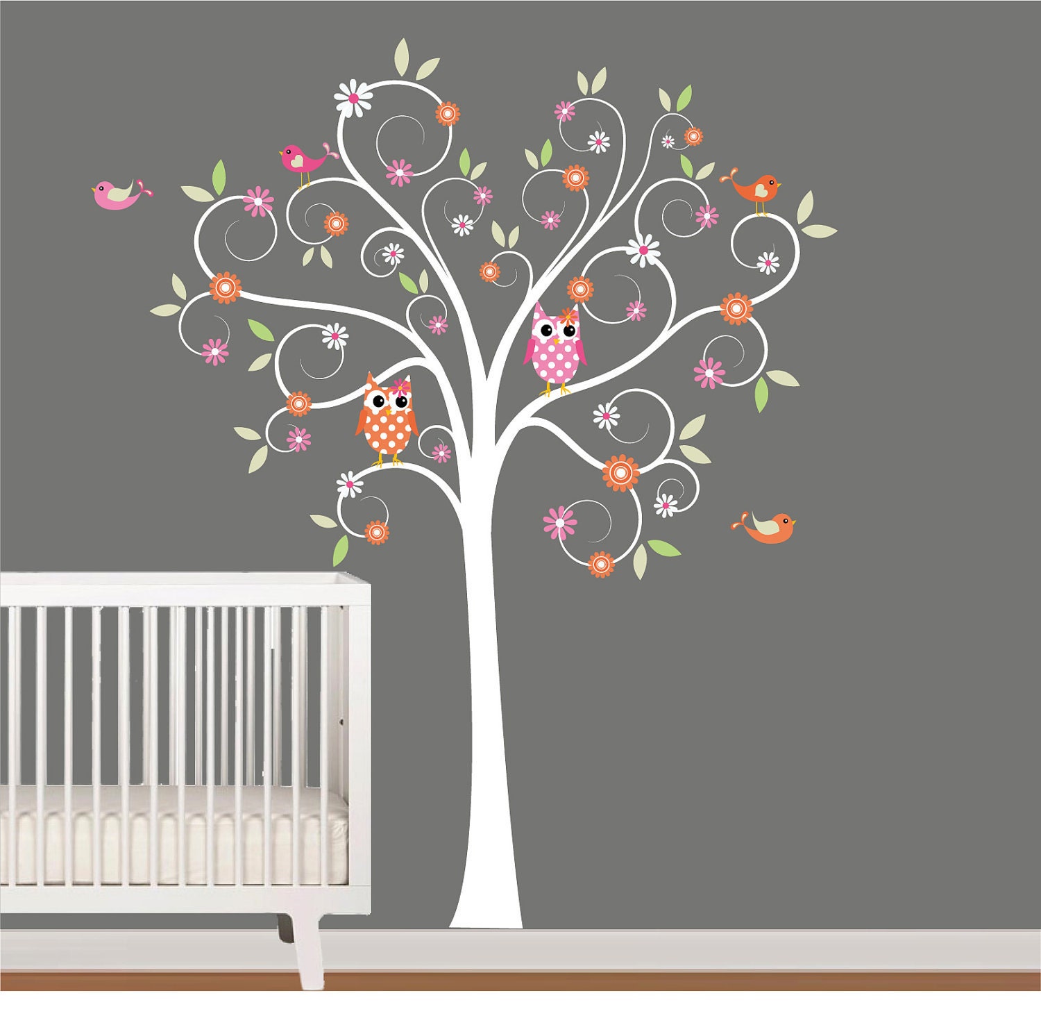wall decals for nursery flowers : Kids Wall Decals Nursery Tree Decal with  Flowers by NurseryWallArt