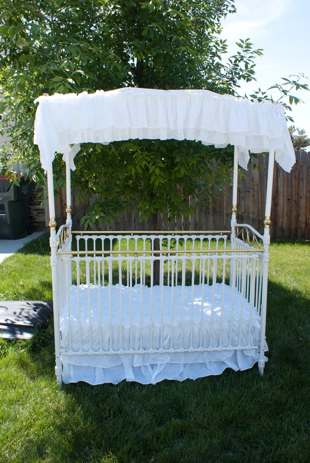 Vintage cast iron canopy crib